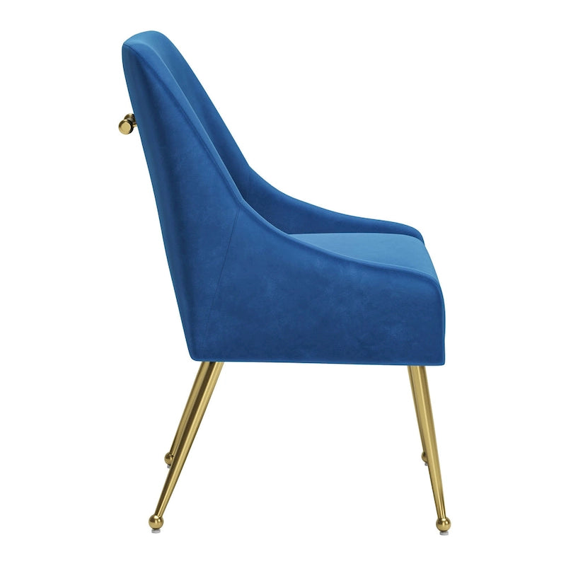 Chaise de salle à manger capitonnée avec pieds en métal doré – Gris