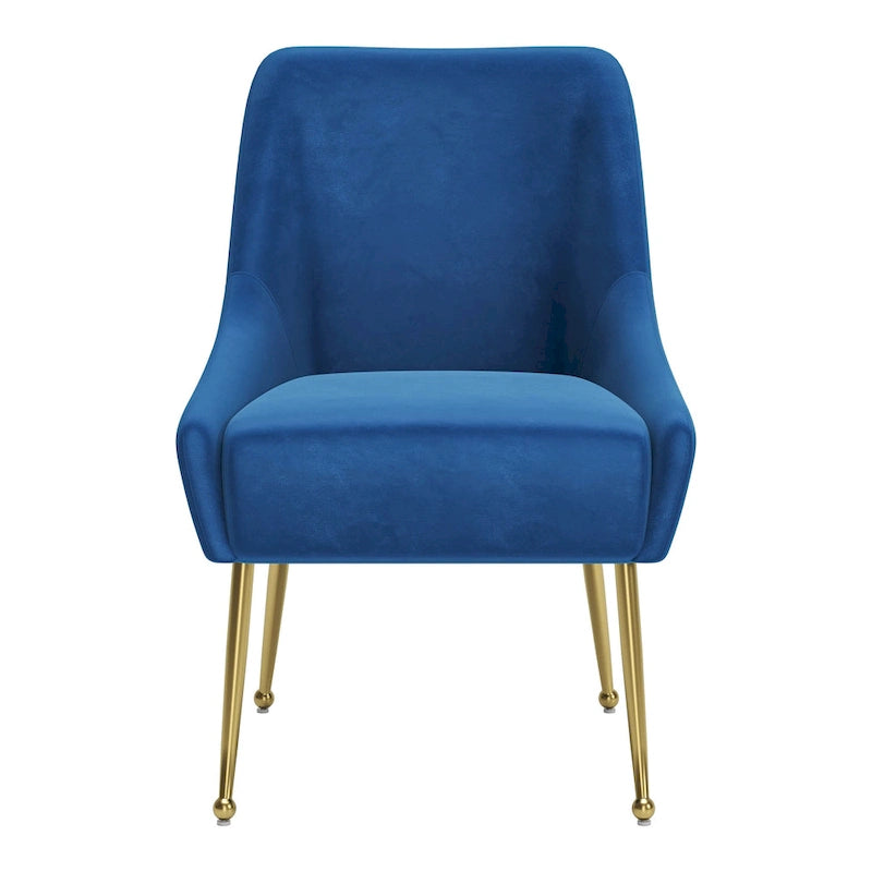 Chaise de salle à manger capitonnée avec pieds en métal doré – Gris
