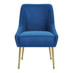 Chaise de salle à manger capitonnée avec pieds en métal doré – Gris