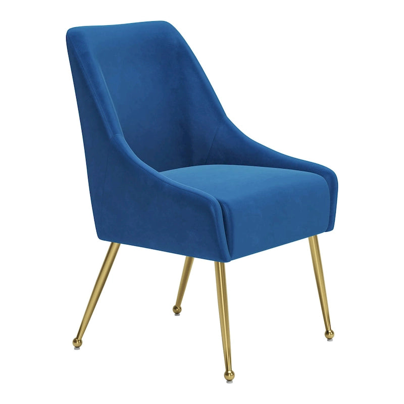 Chaise de salle à manger capitonnée avec pieds en métal doré – Gris