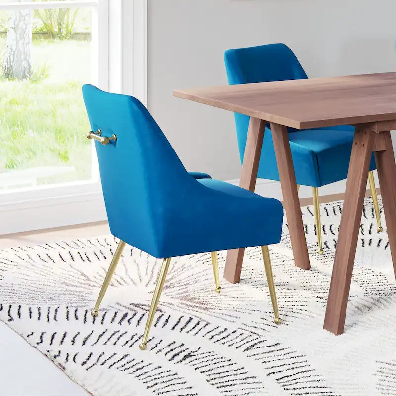 Chaise de salle à manger capitonnée avec pieds en métal doré – Gris