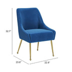 Chaise de salle à manger capitonnée avec pieds en métal doré – Gris