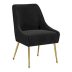 Chaise de salle à manger capitonnée avec pieds en métal doré – Gris