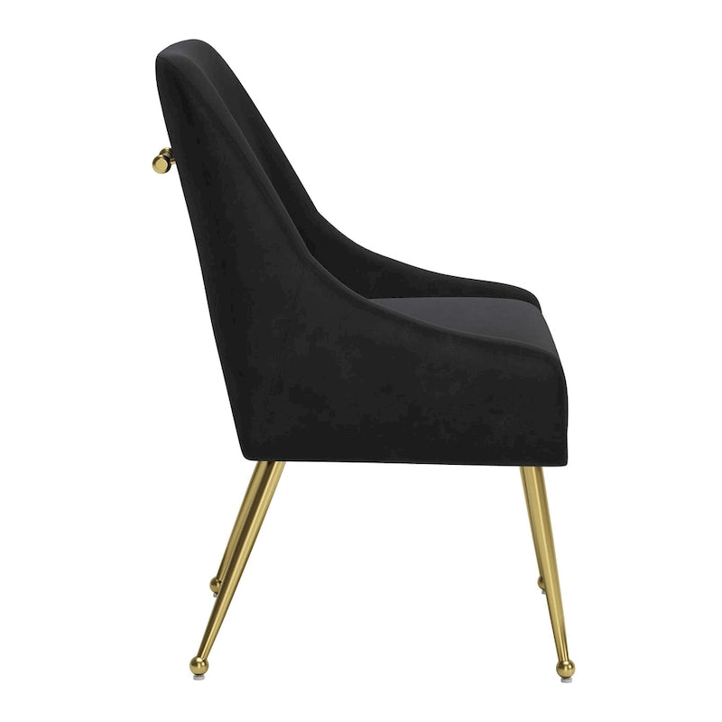 Chaise de salle à manger capitonnée avec pieds en métal doré – Gris
