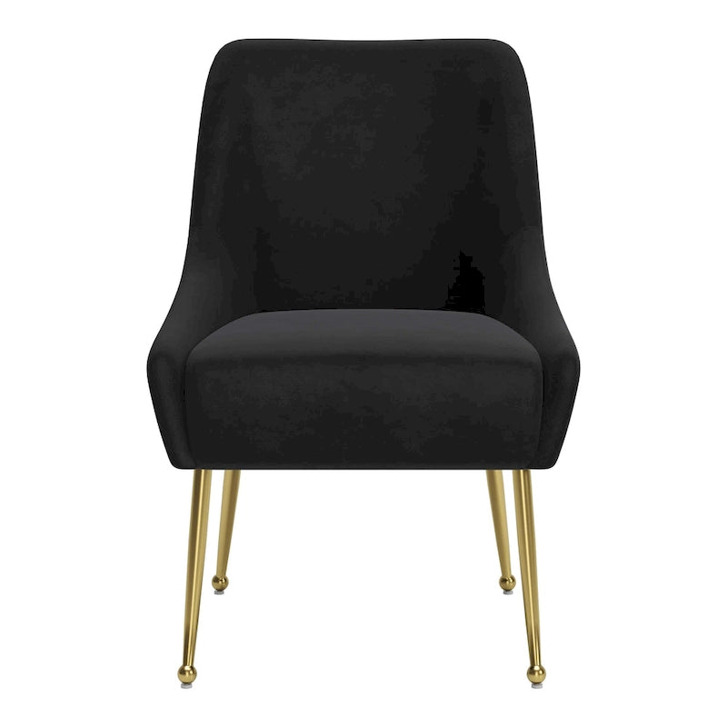 Chaise de salle à manger capitonnée avec pieds en métal doré – Gris