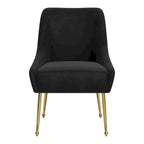 Chaise de salle à manger capitonnée avec pieds en métal doré – Gris