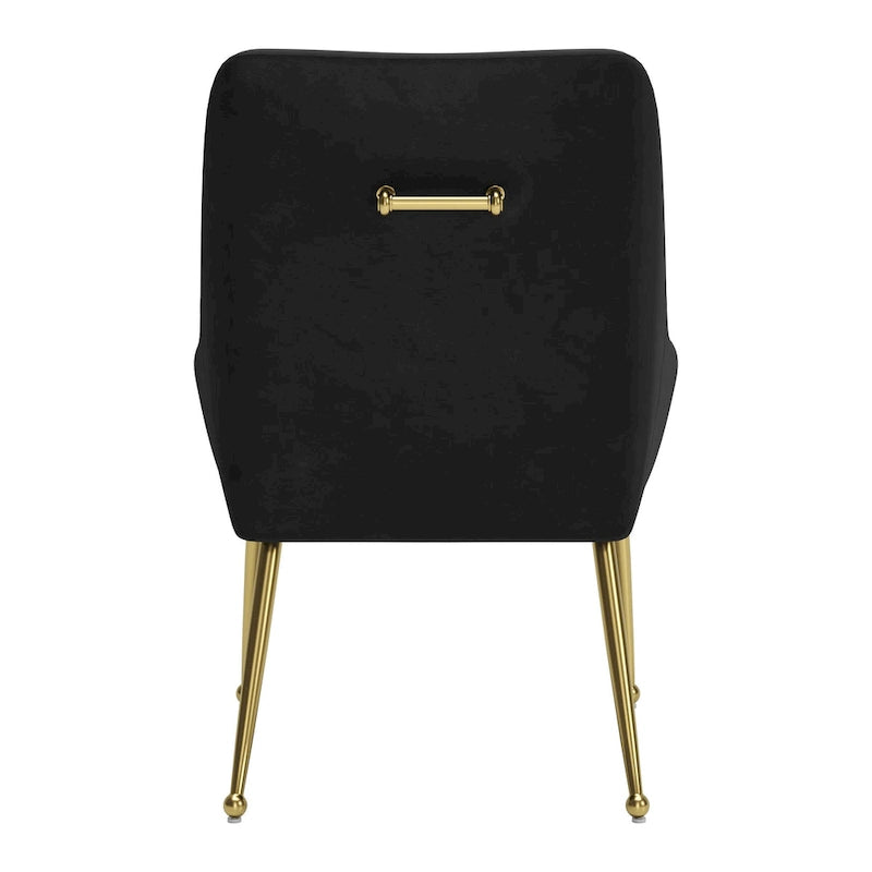Chaise de salle à manger capitonnée avec pieds en métal doré – Gris