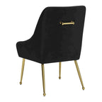 Chaise de salle à manger capitonnée avec pieds en métal doré – Gris