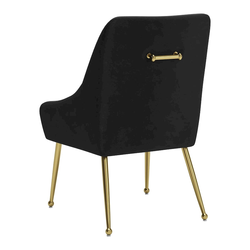 Chaise de salle à manger capitonnée avec pieds en métal doré – Gris