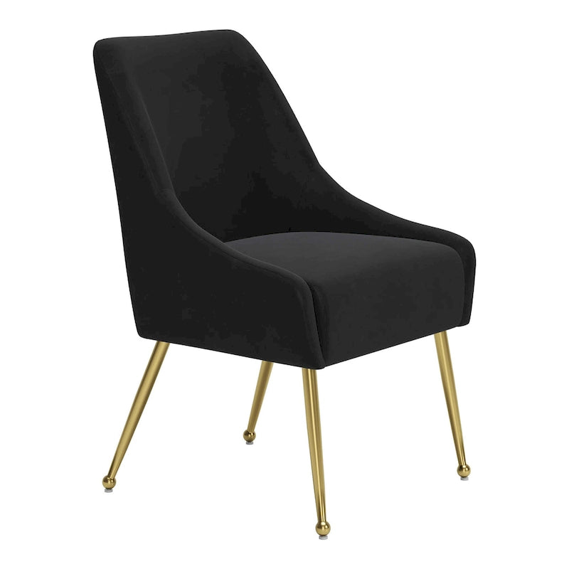 Chaise de salle à manger capitonnée avec pieds en métal doré – Gris
