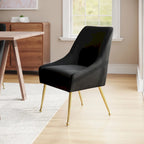 Chaise de salle à manger capitonnée avec pieds en métal doré – Gris