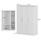 Armoire à deux portes de 120 cm avec charnières à fermeture douce et poignées florales dorées