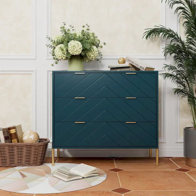 Commode de rangement à 3 tiroirs avec pieds en métal – Design minimaliste