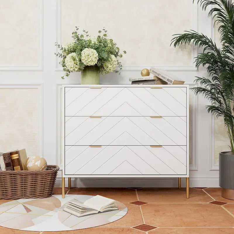 Commode de rangement à 3 tiroirs avec pieds en métal – Design minimaliste