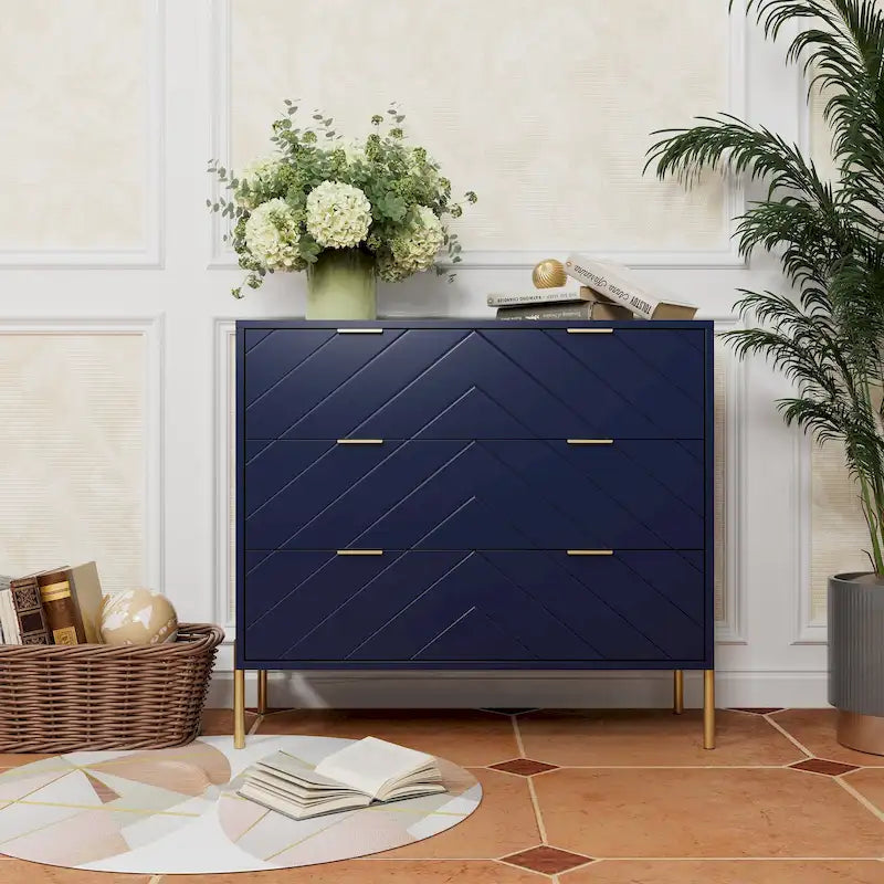 Commode de rangement à 3 tiroirs avec pieds en métal – Design minimaliste
