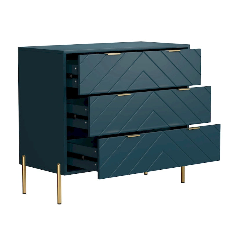 Commode de rangement à 3 tiroirs avec pieds en métal – Design minimaliste