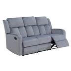 Canapé inclinable manuel en tissu bleu-gris – 72" de large, cadre en bois massif