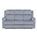 Canapé inclinable manuel en tissu bleu-gris – 72" de large, cadre en bois massif