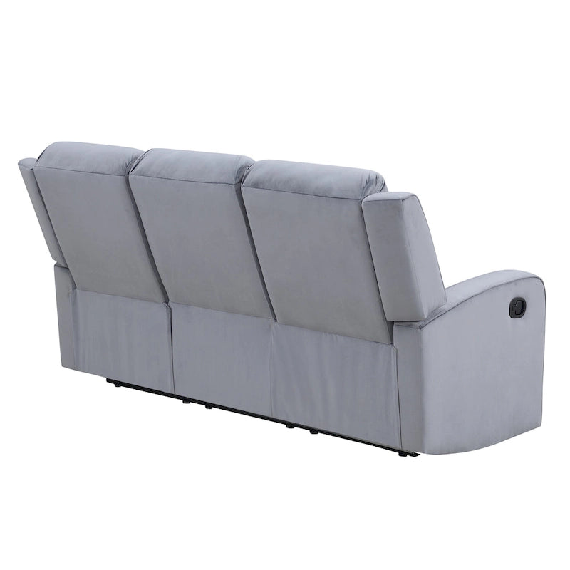 Canapé inclinable manuel en tissu bleu-gris – 72" de large, cadre en bois massif