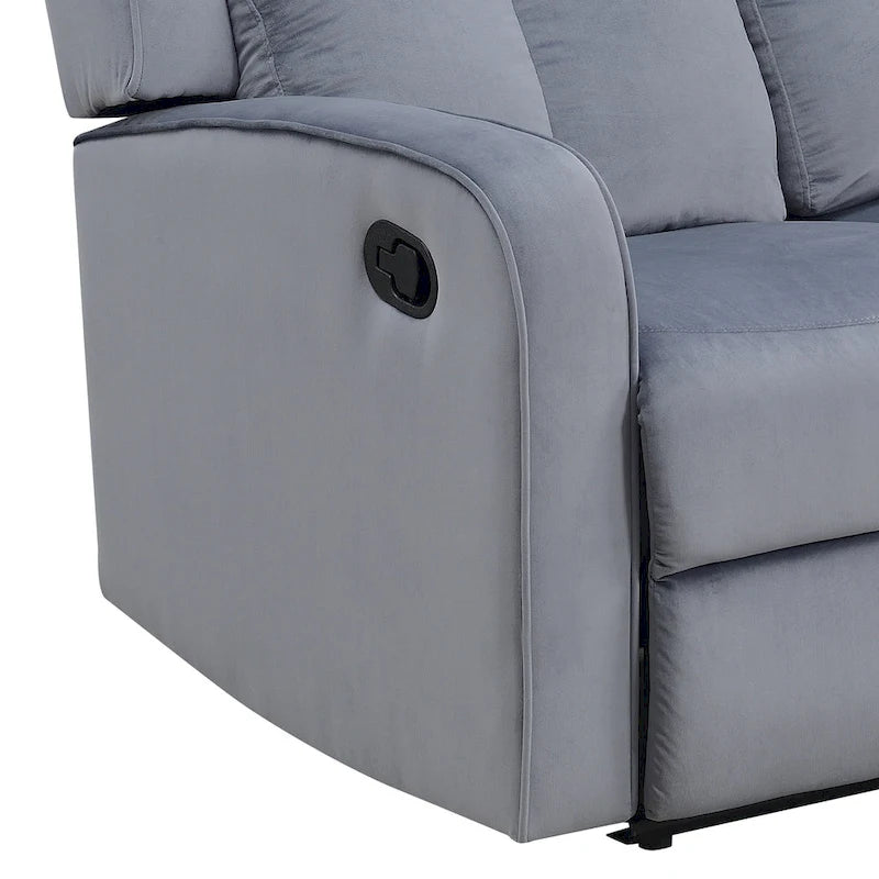 Canapé inclinable manuel en tissu bleu-gris – 72" de large, cadre en bois massif