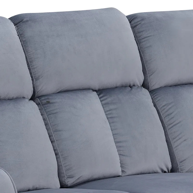Canapé inclinable manuel en tissu bleu-gris – 72" de large, cadre en bois massif