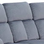 Canapé inclinable manuel en tissu bleu-gris – 72" de large, cadre en bois massif