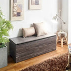 Banc de rangement de ferme gris rustique – Portes à fermeture douce et tiroir profond