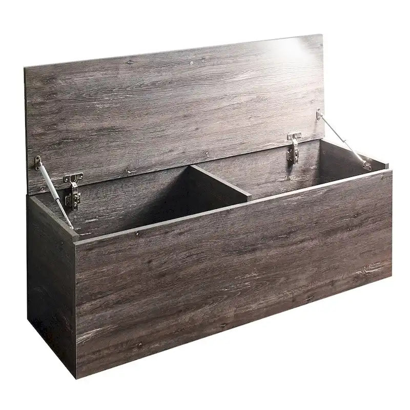 Banc de rangement de ferme gris rustique – Portes à fermeture douce et tiroir profond
