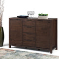 Buffet contemporain en bois massif 137 cm avec 4 tiroirs et 2 placards