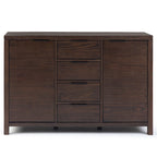 Buffet contemporain en bois massif 137 cm avec 4 tiroirs et 2 placards