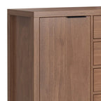 Buffet contemporain en bois massif 137 cm avec 4 tiroirs et 2 placards