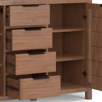 Buffet contemporain en bois massif 137 cm avec 4 tiroirs et 2 placards