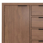 Buffet contemporain en bois massif 137 cm avec 4 tiroirs et 2 placards