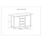 Buffet contemporain en bois massif 137 cm avec 4 tiroirs et 2 placards