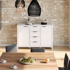 Buffet contemporain en bois massif 137 cm avec 4 tiroirs et 2 placards