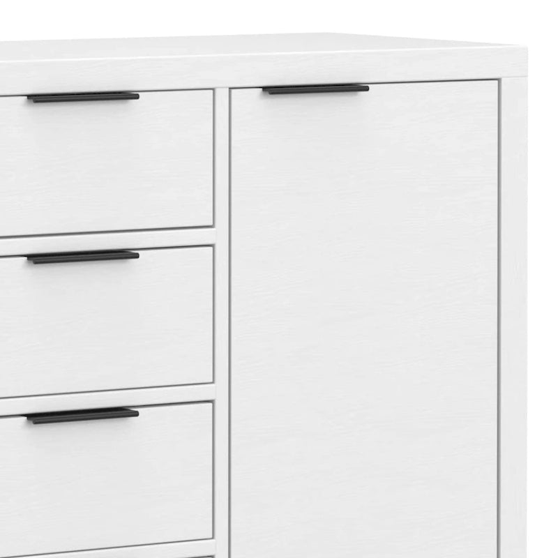 Buffet contemporain en bois massif 137 cm avec 4 tiroirs et 2 placards