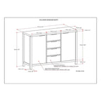 Buffet contemporain en bois massif 137 cm avec 4 tiroirs et 2 placards