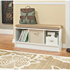 Banc de rangement 3 cubes avec coussin beige – Capacité de 90,7 kg