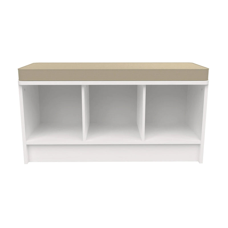 Banc de rangement 3 cubes avec coussin beige – Capacité de 90,7 kg