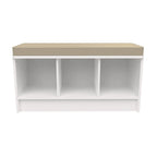 Banc de rangement 3 cubes avec coussin beige – Capacité de 90,7 kg