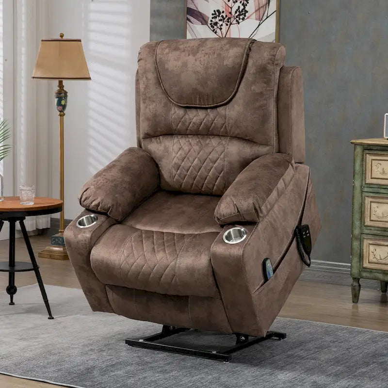 Fauteuil inclinable électrique grand format à plat 180° – Double moteur, massage et chauffage