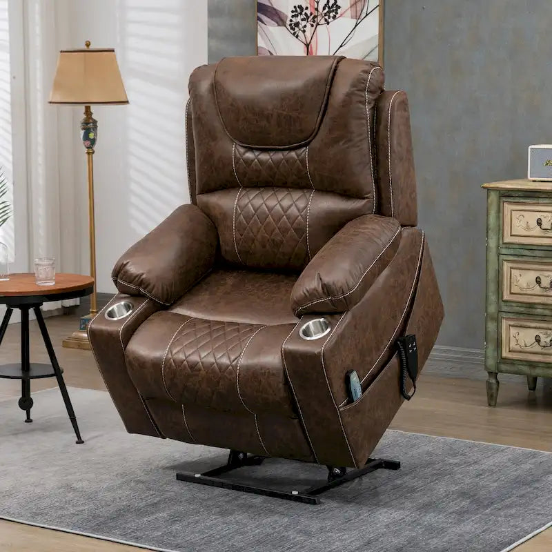Fauteuil inclinable électrique grand format à plat 180° – Double moteur, massage et chauffage