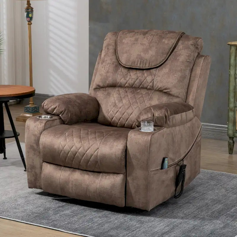 Fauteuil inclinable électrique grand format à plat 180° – Double moteur, massage et chauffage