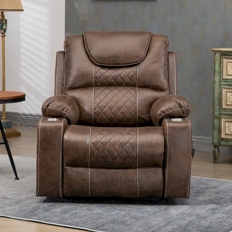 Fauteuil inclinable électrique grand format à plat 180° – Double moteur, massage et chauffage