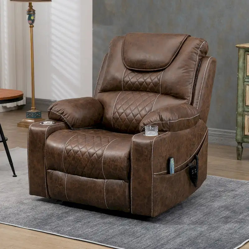 Fauteuil inclinable électrique grand format à plat 180° – Double moteur, massage et chauffage