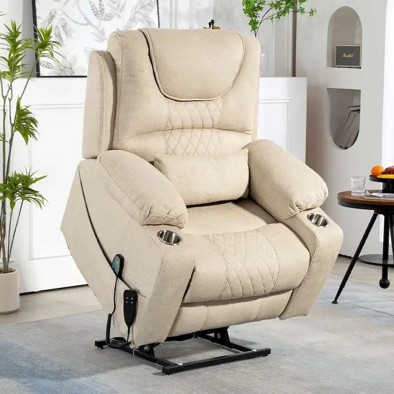 Fauteuil inclinable électrique grand format à plat 180° – Double moteur, massage et chauffage