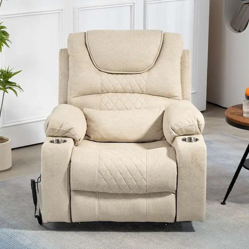Fauteuil inclinable électrique grand format à plat 180° – Double moteur, massage et chauffage