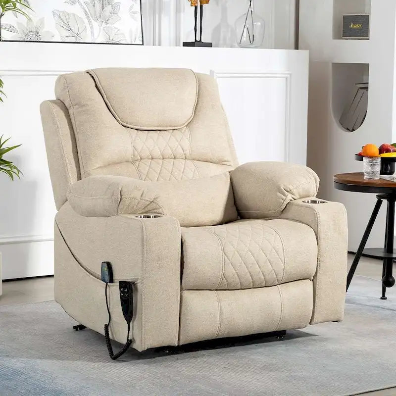 Fauteuil inclinable électrique grand format à plat 180° – Double moteur, massage et chauffage