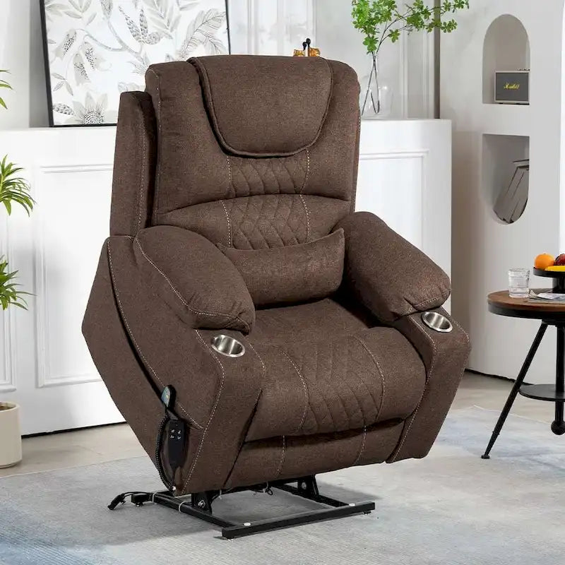 Fauteuil inclinable électrique grand format à plat 180° – Double moteur, massage et chauffage