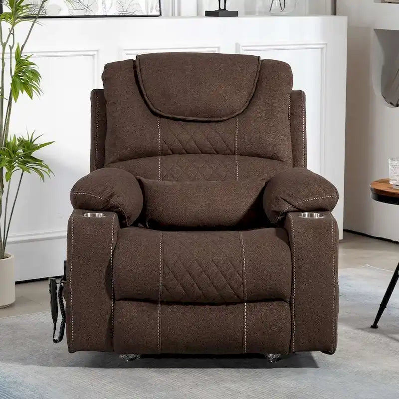 Fauteuil inclinable électrique grand format à plat 180° – Double moteur, massage et chauffage